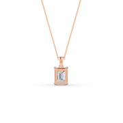 Emerald Cut Moissanite Solitaire Pendant 14K Gold Plated